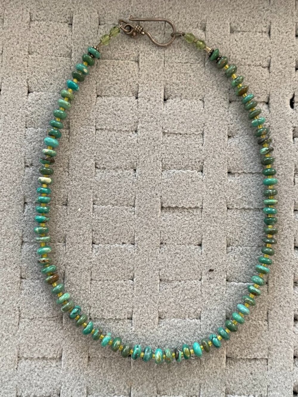 Vintage Turquoise Native ? Necklace Choker 15" 14 grams Retro 70s 60s Handmade